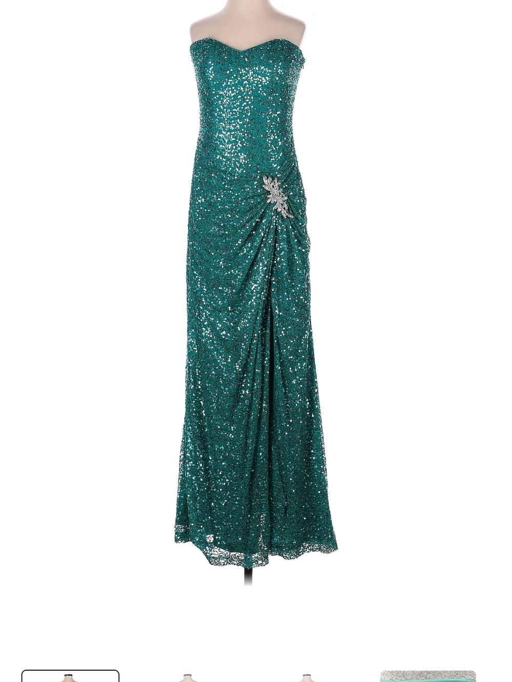 La Femme Rare Maxi Prom Dress With Brooch